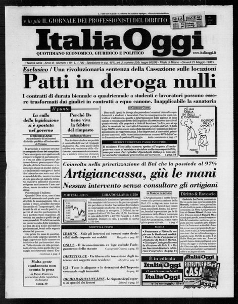 Italia oggi : quotidiano di economia finanza e politica